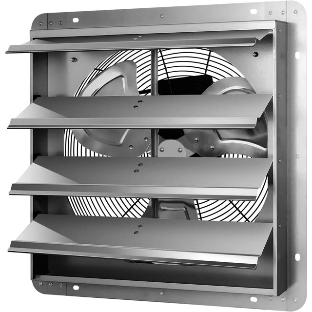 iPower 18 Inch Shutter Exhaust Fan for Attic, High Speed Ventilation Fan for Barn Shed and Greenhouse, 1450 RPM, 2000 CFM, Silver