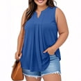 thumbnail image 2 of Posijego Débardeurs Grande Taille pour Femmes Blouse Habillée Col en V Sans Manches Plissée Décontractée pour le Travail, 2 of 7