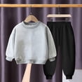 thumbnail image 3 of Pisexur Ensemble 2 Pcs pour Bébé Filles Garçons Automne Hiver Mode Décontractée Polaire Couleur Unie Manches Longues Col Rond Chandails en Molleton et Pantalons Vêtements de Détente Ensemble de Survêtement pour Enfants 3-8 Ans, 3 of 4