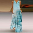 thumbnail image 1 of Lenago Robe Sans Manches Grande Taille pour Femmes Décontractée Ample Imprimée Robe Débardeur Plage Col en V avec Poche Robe d'Été Sans Manches Robes d'Été de Plage en Liquidation, 1 of 5