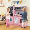 thumbnail image 2 of Costway Kid's Pretend Play Kitchen Toddler Kitchen Playset with Blackboard Pink, 2 of 10