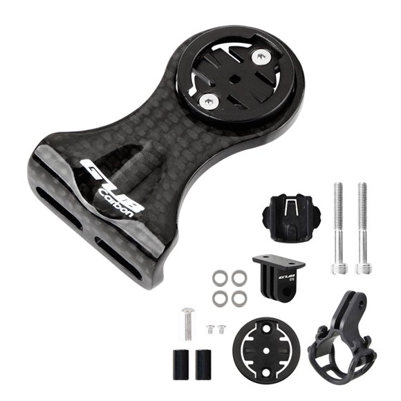 Support de Vélo de Vélo Ordinateur Support de Montage avant Fibre de Carbone Vélo Speedometer Titulaire pour Garmin / Bryton / Cateye avec Adaptateur de Caméra et Support de Lampe de Poche