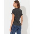 thumbnail image 4 of INSPIRE CHIC Women's Dots Printed V Neck Short Sleeve Work Office Blouse Top, 4 of 6