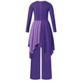 thumbnail image 4 of inlzdz Tenues de Danse Métalliques pour Filles Robe de Culte à Manches Longues avec Pantalon Ensemble pour Performance de Choeur Violet 8, 4 of 7