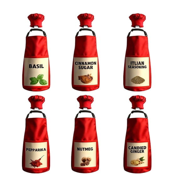 6 Piece Spiced Set With Hat And Red Apron For Adult Female Group Role Playing And Themed Events