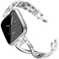 thumbnail image 1 of Bracelet Bling Compatible avec Fitbit Versa/Versa 2 Bracelets pour Femmes Bracelets en Acier Inoxydable de Remplacement pour Versa Lite Edition/Versa SE Accessoires Élégant Bracelet en Métal Argent+or Rose, 1 of 7