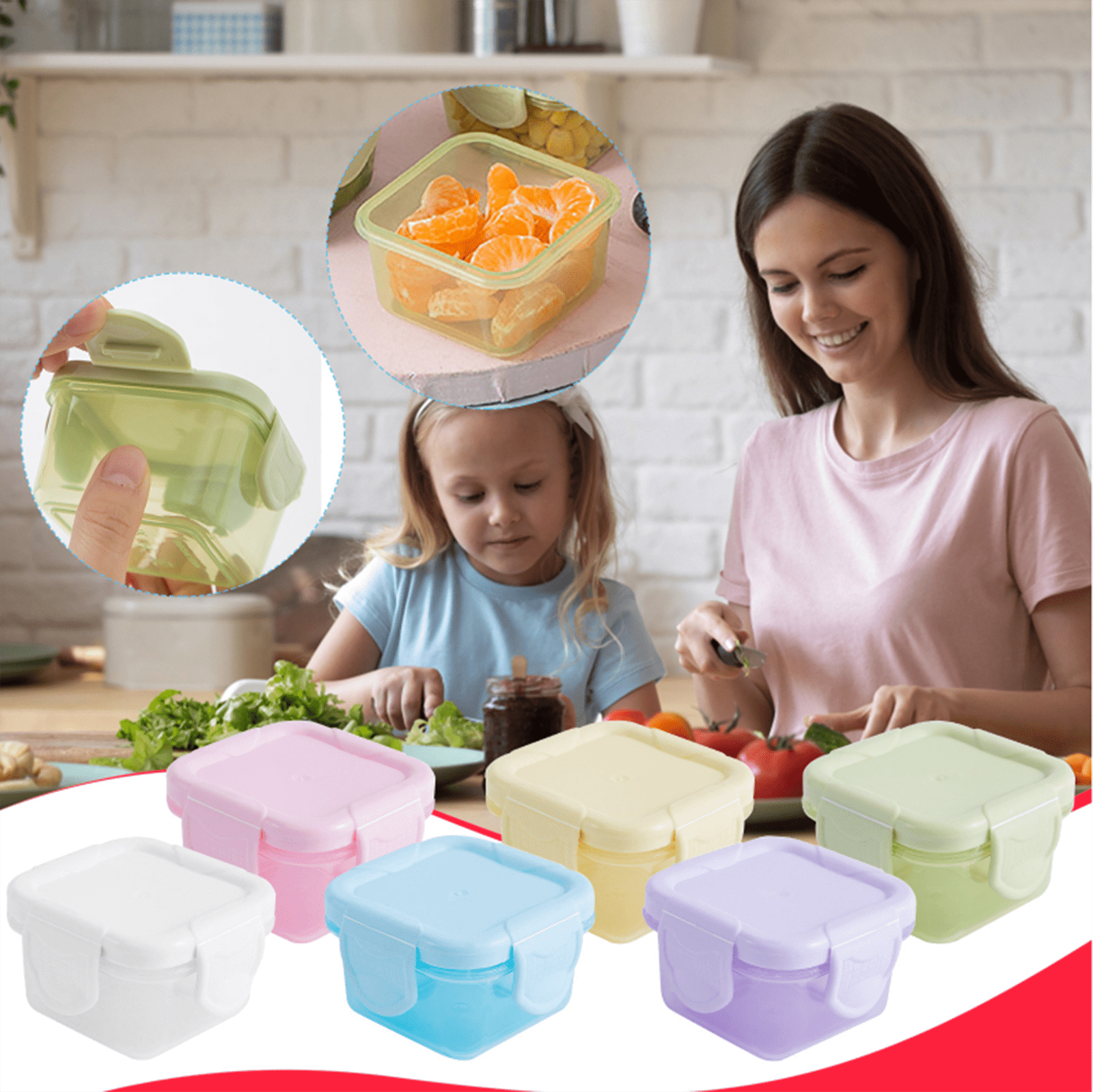 Clearance Items!Ymkly Kitchen Storage,Storage Box,Mini Plastic Food Storage Containers With Lids Small Airtight Containers Square School Lunch Containers For Children Leftover F,Kitchen Decor