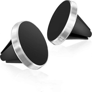 Support d'évent de voiture, Compatibilité universelle forte poignée magnétique pour support de téléphone magnétique, argent 2PCS