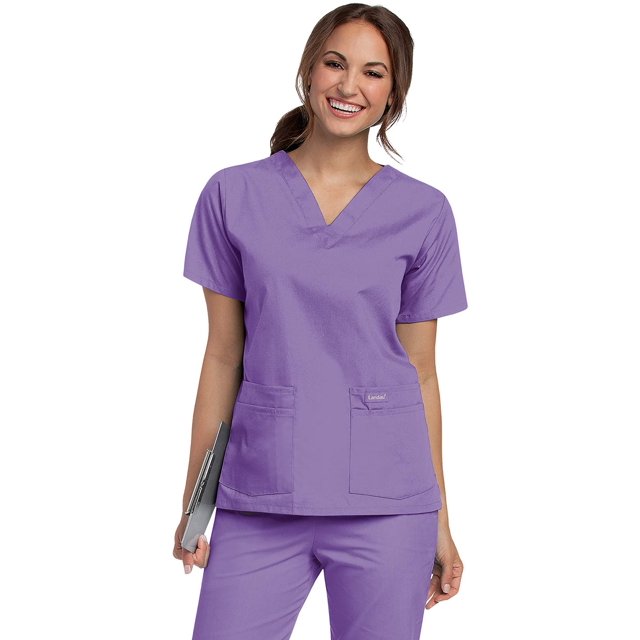 Landau Blouse Médicale Classique à 4 Poches Coupe Décontractée Col en V Durable 8219