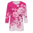 thumbnail image 4 of Xihbxyly Grande Taille Tops pour Femmes Manches 3/4 Mode Féminine Manches Trois Quarts Col Rond Rétro Imprimé de Pâques Blouse Tops Ample, 4 of 4