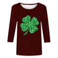 thumbnail image 4 of St. Patricks Day Ladies' St. Patricks Day Printed Round Neck Three Quarter Sleeve 3/4 Sleeve T-Shirt Loose Top, 4 of 6