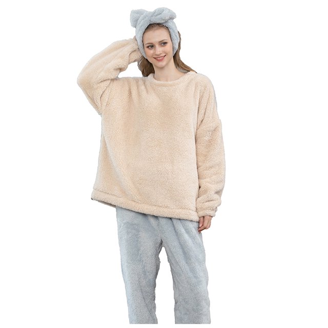 Ketyyh-chn99 Ensemble de Pyjama pour Femmes Dames Automne Hiver Ensemble de Pyjama Épais Pyjama Chaud Bleu,2TG