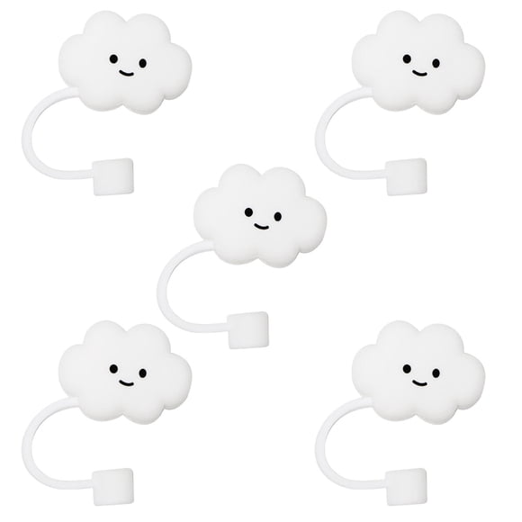 Straw Accessory Set Cloud Shape Straw Covers Reusable Topper Caps for Straw Includes Cloud Theme Covers for 5Pcs Kitchen Dining Accessory