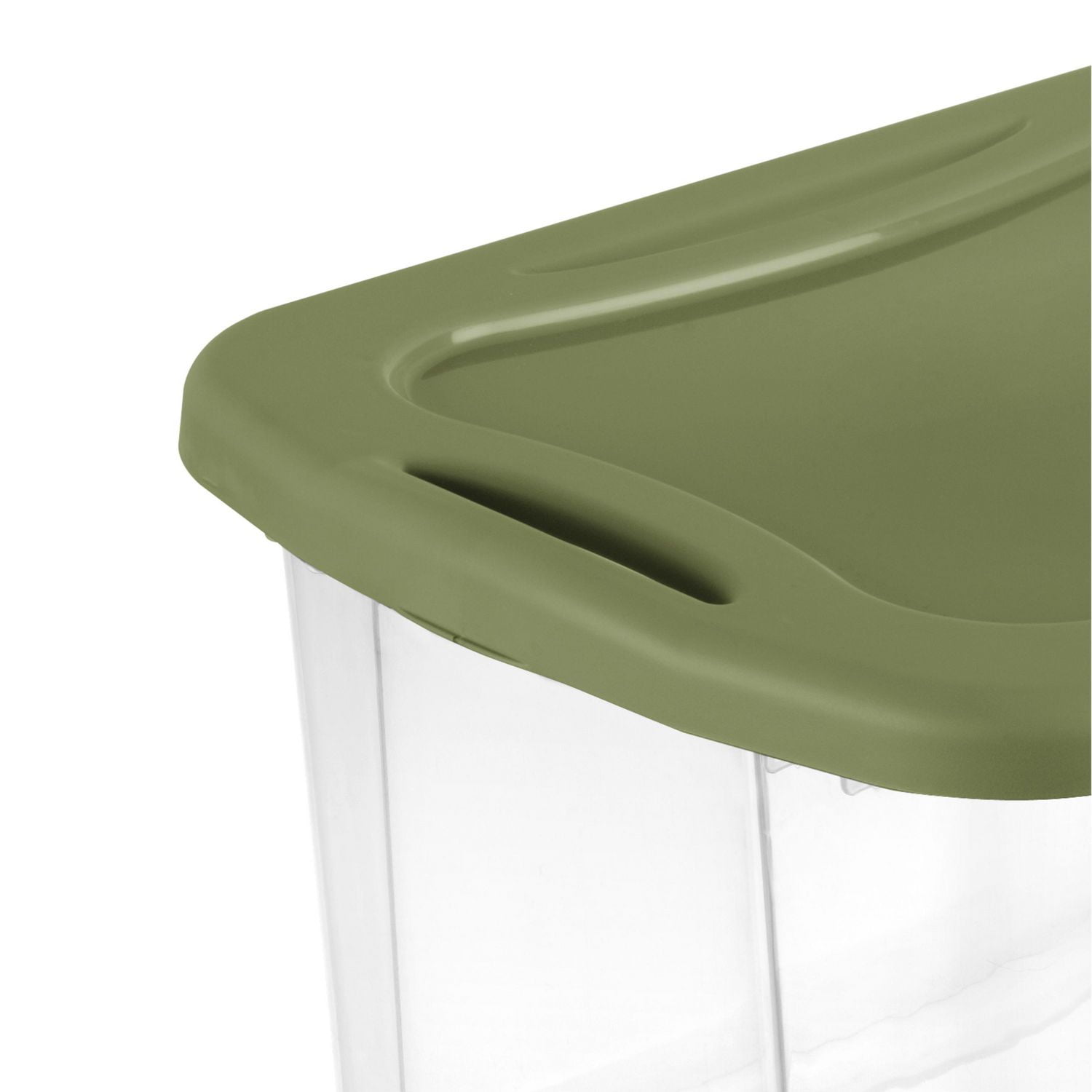 Sterilite Bac EZ Carry de 38 L, Bac de rangement transparent avec couvercle vert et poignées intégrées, 6 Pk
