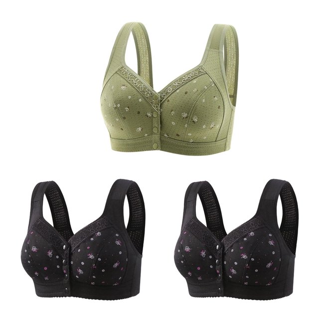 Bigersell Womens 3 Pack of Wireless Bra 3pcs Push-Up Bra Style R-81 Breathable Lightly Lined Bras R-81-green
