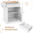 thumbnail image 3 of Giantex Kitchen Island w/Storage Cabinets, Trolley Cart w/Adjustable Height Shelves & Wheels, Spice Rack, Towel Rack, White, 3 of 6