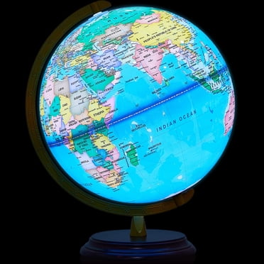 Amylove 13'' Illuminated World Globe with Stand 720Â°/360Â° Rotation Rewritable Light Up Globe for Kid World Map for Interactive Learning Light with Base Lamp LED Decor(Classic)