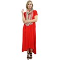 thumbnail image 4 of Bimba Robe Bohème Maxi d'Été pour Femme à Ourlet Asymétrique Rouge avec Poches et Foulard-18, 4 of 9