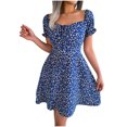 thumbnail image 2 of Fshaion Robe d'Été pour Femmes 2024 Grande Taille Décontractée Manches Évasées Robe à Cordon avec Arrangements Floraux Liquidation Moins de 10!, 2 of 7