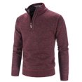 thumbnail image 2 of Men's Half High Neck Pullover Bottom Shirt Slim Winter Half Zipper Knit Simple Solid Colour Sweater Clothes, 2 of 2