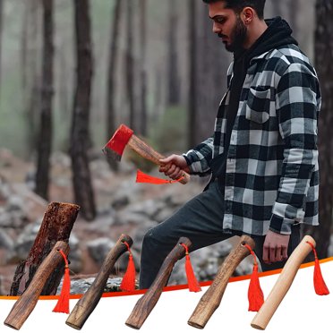 Iumwxz Gadgets de Cuisine Poignée de Hache en Bois Poignée de Hache de Rechange Corde Rouge Poignée de Hache Porte-Bonheur Ensemble d'Ustensiles de Cuisine Bois Brun Économie pour les Fêtes