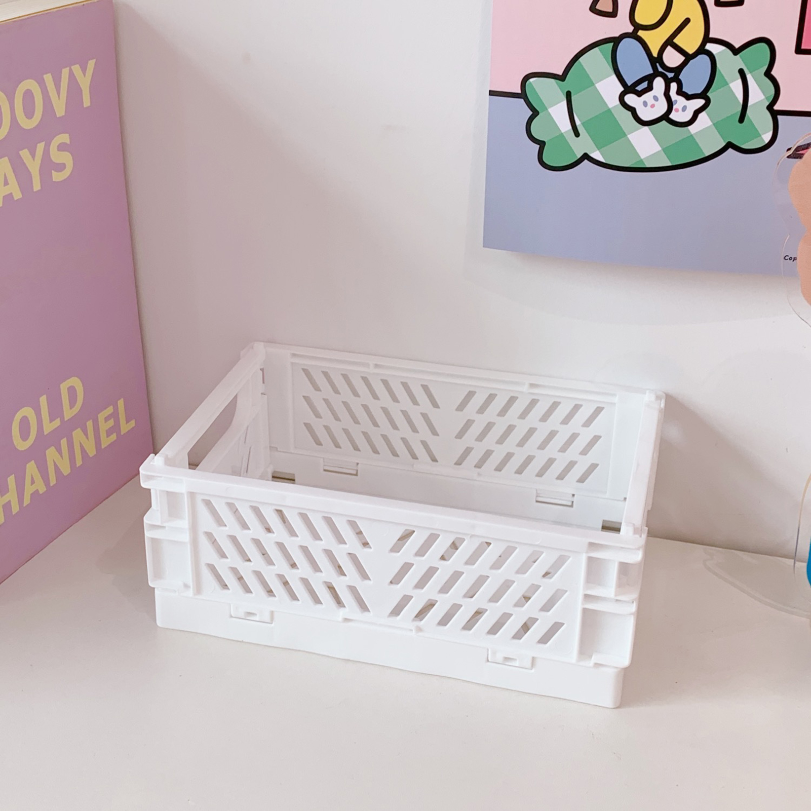 Mini Panier de Rangement Mini Panier de Rangement en Plastique Mini Panier de Rangement Pliable Petit Panier d'Organisation Petit Panier pour Papeterie Mini Panier de Rangement en Plastique Pliable Petit Organiser