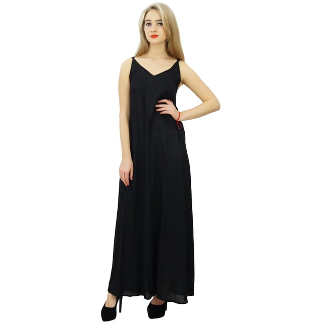 Bimba Robe Maxi Unie à Bretelles Spaghetti pour Femme pour l'Été, Tenue de Plage, Robe d'Été