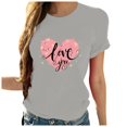 thumbnail image 2 of TIMIFIS T-Shirts pour Femmes de la Saint-Valentin Été Décontracté Manches Courtes Col Rond T-Shirts Mode T-Shirt Imprimé Cœur d'Amour, 2 of 4
