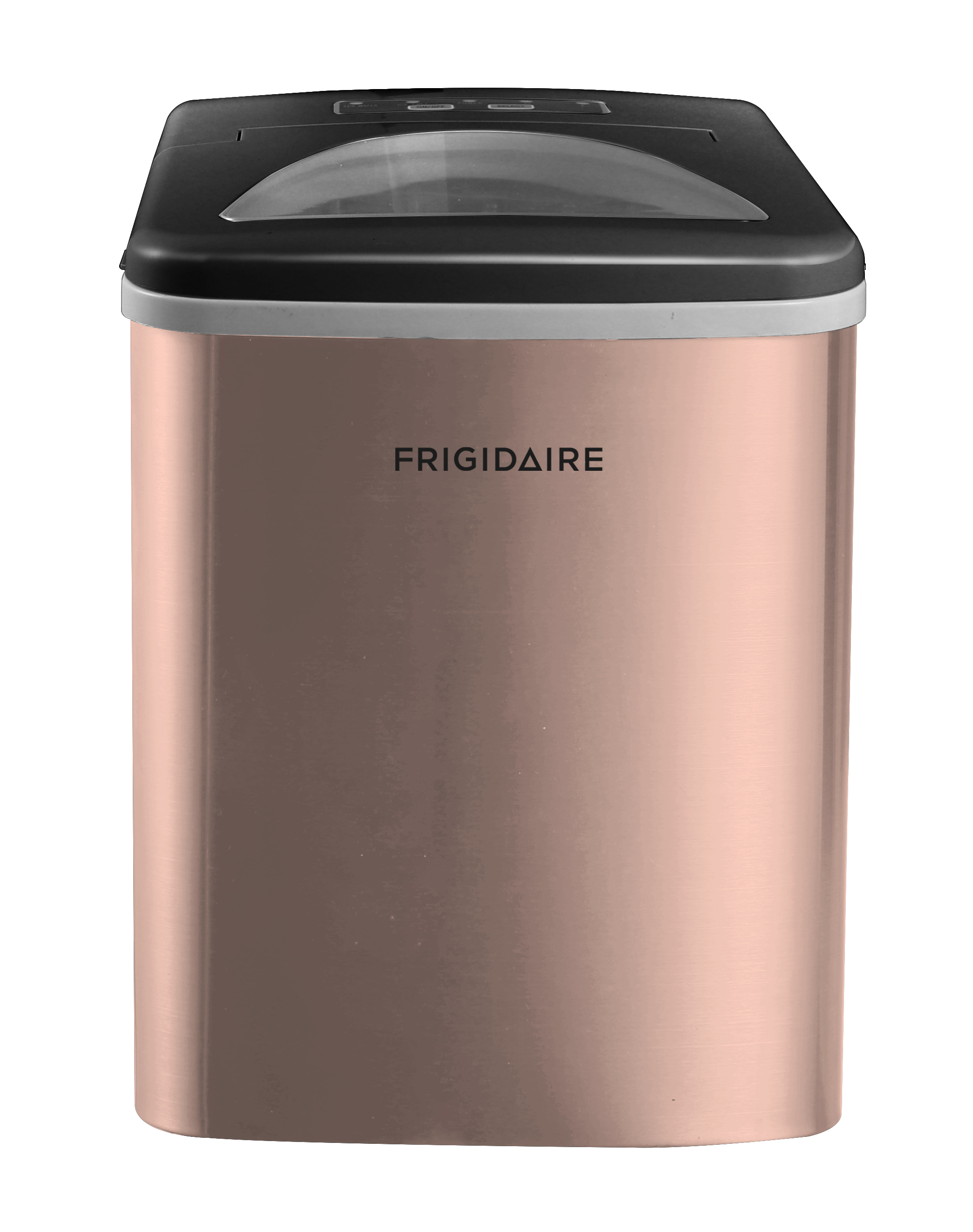 Machine à glaçons Frigidaire de 12 kg (26 lb), modèle Bullet, à poser sur le comptoir, avec commandes LED, en acier inoxydable cuivré.