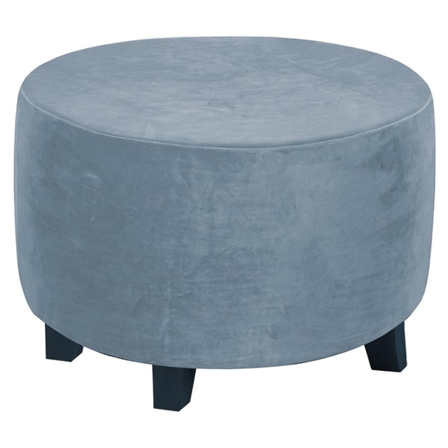 Round Ottoman Footrest Covers for Diameter 48-55 Gray Blue (Only Cover Not Chair)