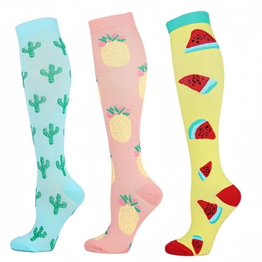 JMYHOAM Compression Socks Socks Socks pour Femmes 3 Paires de Chaussettes de Sport Anti-Stress Chaussettes de Course pour Femmes Mi-Mollet Élastiques Tube Long