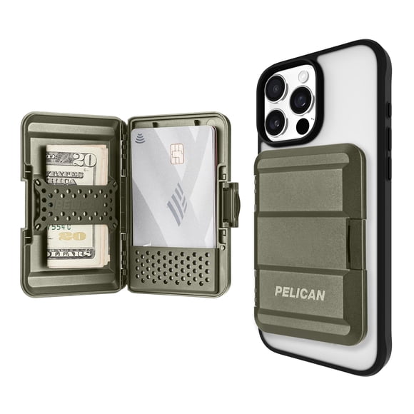 Pelican MagSafe Wallet for iPhone - Heavy Duty MIL-STD Snap-On Phone Magnetic Wallet and Phone Card Holder - Detachable and Slim Hard Case for iPhone 16 Pro Max /15 Pro