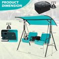 thumbnail image 3 of Costway 2-Person Canopy Porch Swing Padded Chair Cooler Bag Rotatable Tray Turquoise, 3 of 10