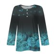 thumbnail image 4 of IROINID T-Shirt à Manches Longues en Polyester Réduit pour Femmes, Imprimé Quotidien, Respirant, Col Rond, Bleu Ciel, 4 of 5