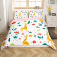 thumbnail image 2 of YST Giraffe Comforter Cover Twin Duvet Cover Cute Flower Animal Bedding Set, Funny Animal Bed Set Botanical Flower 3D Bed Cover For Bedroom, No Comforter (Pink Reverse)，No Comforter, 2 of 5