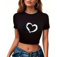thumbnail image 5 of Plebaso T-Shirts Courts Graphiques pour Femmes à Manches Courtes, Imprimés, Ajustés, Col Rond, Décontractés, T-Shirts d'Été pour Femmes, 5 of 5