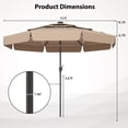 thumbnail image 3 of Costway 10 FT Solar Patio Umbrella with 32 LED Lights 3-Tier Vented Top & Ruffles Brown, 3 of 10