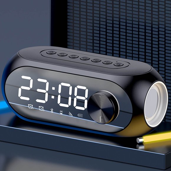 Chmadoxn Haut-Parleur Antichute Haut-Parleur Bluetooth Sans Fil Réveil Bonne Qualité Sonore Longue Autonomie Compagnon de Bureau Haut-Parleur Sans Fil
