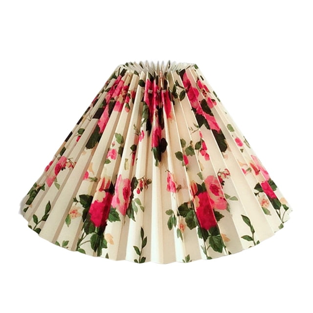 Korean Style Pleated Lampshade E27 Fabric Lamp Shade Covers Mid Century Cloth Printing