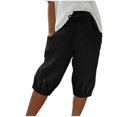 thumbnail image 1 of Timegard Shorts pour Femmes, Taille Haute Élastique, Cordon de Serrage, Bas Resserré, Shorts Mi-Cuisse Décontractés avec Poches, 1 of 6