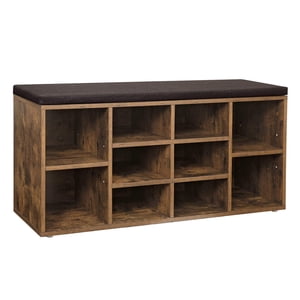 VASAGLE Banc de chaussures, banc de rangement, banc à chaussures, 10 Compartiments, brun rustique et brun ULHS10BX