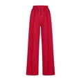 thumbnail image 5 of Pisexur Womens Sweatpants 2024 Ribbed Workout Jogging Pants Casual Baggy Elastic Waist Sweatpants Casual Baggy Drawstring Wide Leg Pants Solid Color Straight Leg Sweatpants with Pockets, 5 of 5