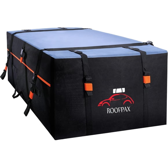 RoofPax Car Rooftop Cargo Carrier Bag Waterproof Storage - Including Double Zippers15 cft. with Heavy-Duty Tie-Down Straps fit Cars with/Without Roof Top Rack or Side Rails.