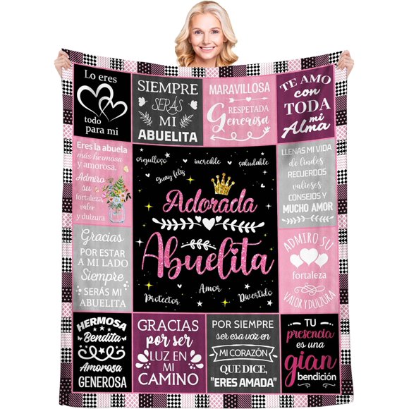 Cadeaux Abuelita en Espagnol, Regalos para Abuela, Cadeaux d'Anniversaire pour Grand-Maman, Cadeaux Abuela, Idées de Cadeaux pour Grand-Maman de la Part des Petits-Enfants, Cadeau Abuelita de la Petite-Fille, Couverture pour Grand-Mère 50 Pouces x 60 Pouces