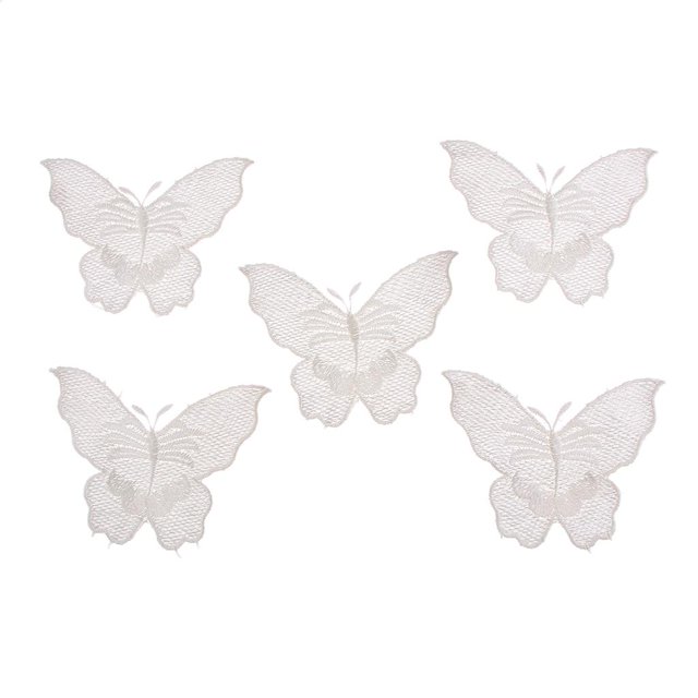 Abbracc 5Pcs Embroidered Butterfly Applique Patch for Tulle s Bridal Wedding Dress