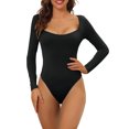 thumbnail image 1 of INSPIRE CHIC Justaucorps à Manches Longues pour Femmes Shapewear Ajusté Extensible Col Carré Justaucorps Combinaison m Noir, 1 of 5