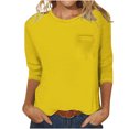 thumbnail image 1 of FAIWAD Womens 3/4 Sleeve Tunic Tops Solid Color Round Neck Shirt Soft Lightweight Loose Top with Chest Pockets, 1 of 5