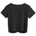 thumbnail image 2 of Haut Court d'Été pour Femme Uni à Manches Courtes, T-Shirt à devant Torsadé, Noir, P, 2 of 5