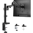 thumbnail image 1 of Single Monitor Stand - Gas Spring Single Arm Monitor Desk Mount Fit 17 to 27 inch Screens, Height Adjustable VESA Bracket with Clamp, Grommet Mounting Base, 1 of 6