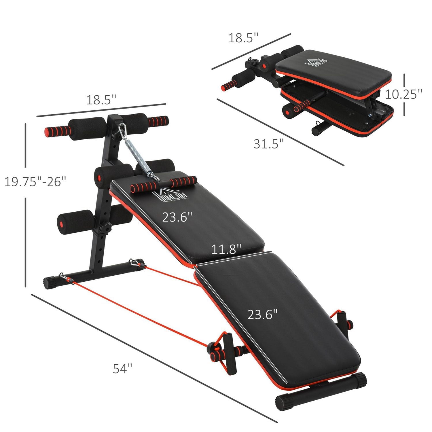 Soozier Pliable Sit Up Bench Core Workout pour Home Gym Noir